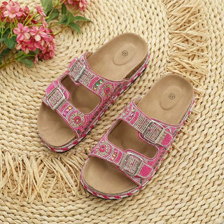 Anoussya Spark Sandals pink – hand-set rhinestone strap, side view