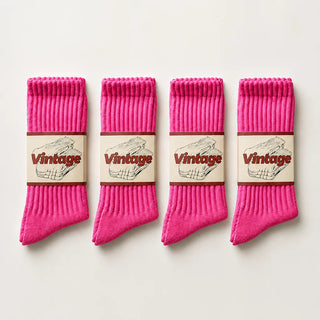 4-Pack Natural Cotton Scrunch Crew Socks